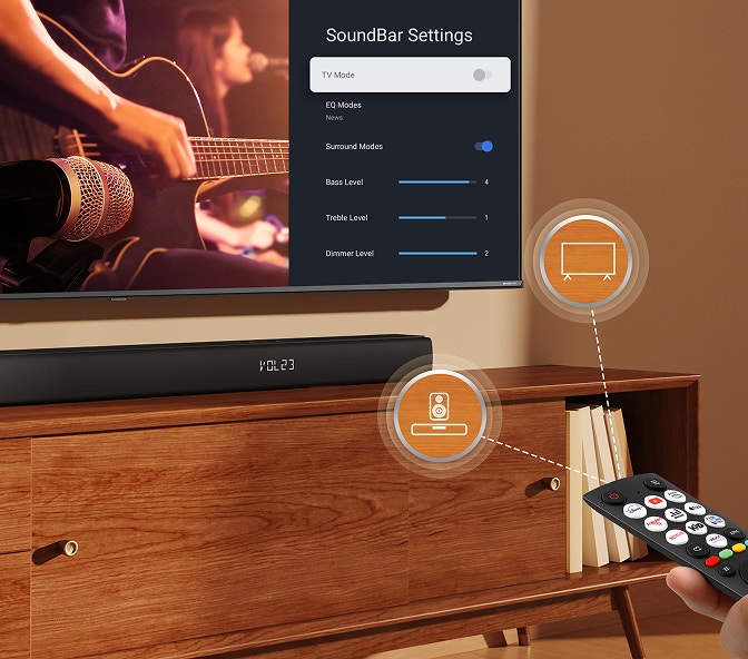ONE REMOTE CONTROL.
