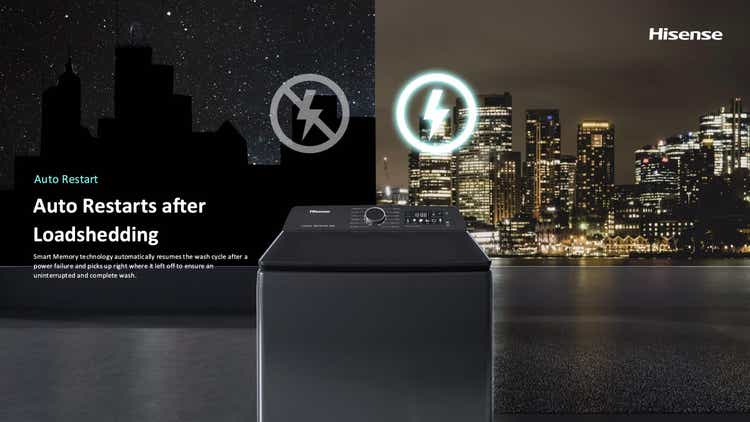 Hisense WT7I2225DB 22kg Black Premium Colour Display Top Loader