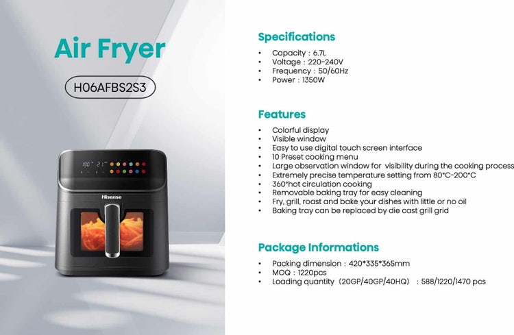 Hisense H06AFBS2S3 8L Air Fryer