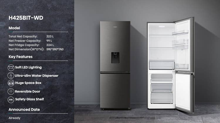 Hisense H425BIT-WD Bottom Mount Refrigerator