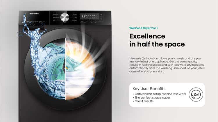 Machine à laver et sèche-linge Hisense WD3S1042BB à chargement frontal 10kg/6kg