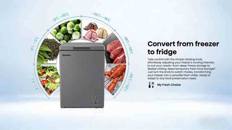 Freezer Horizontal Hisense H135CFS 97L Prateado Porta única
