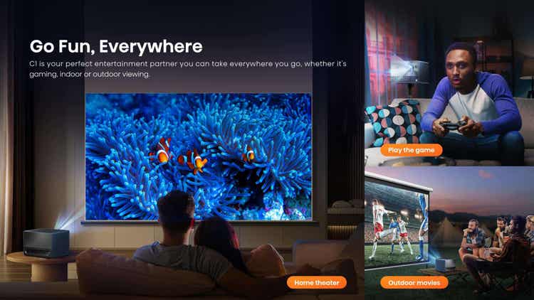 Hisense C1 Mini projetor a laser 4K de 65”-300”