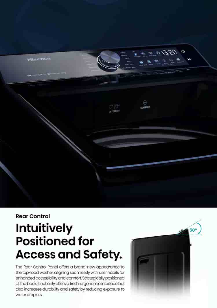Hisense WT7T2125DB Tide 7 Series 21kg Black Top Loader Washing Machine