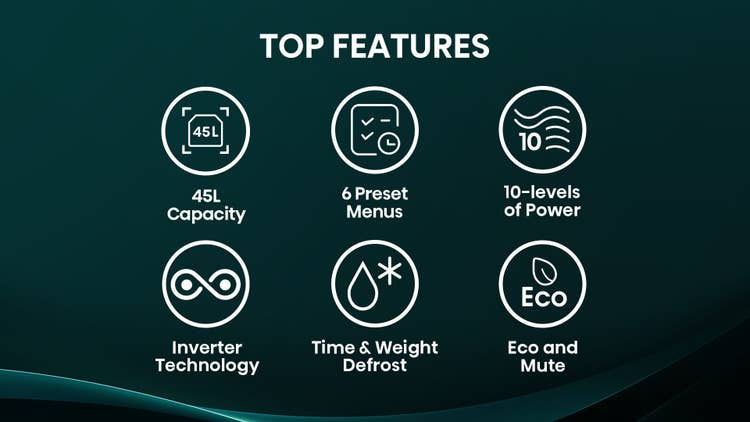 Hisense H45MOBS5XV 45L Inverter Black Microwave