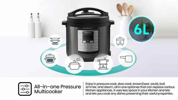 Hisense HMC6MBK 7 in 1 Pressure Cooker