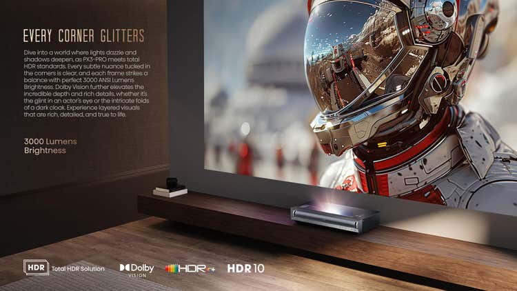 Hisense PX3 80”-150″ TriChroma 4K Laser Cinema