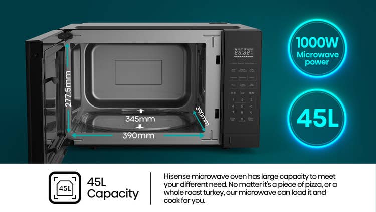 Hisense H45MOBS5XV 45L Inverter Black Microwave