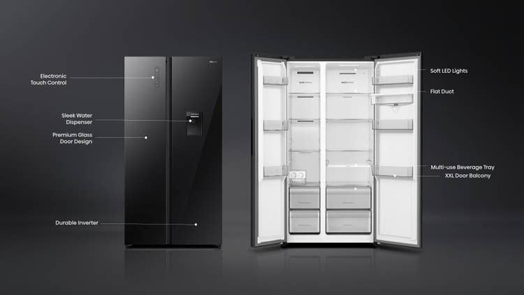 Hisense H680SMIB-WD 541L Side By Side Refrigerator