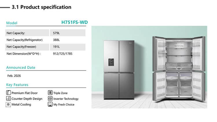 H751FS-WD Multi Door 579L Refrigerator