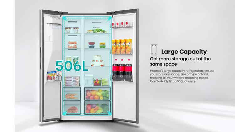 Hisense H695SS-IDL 506L Silver Side By Side Refrigerator