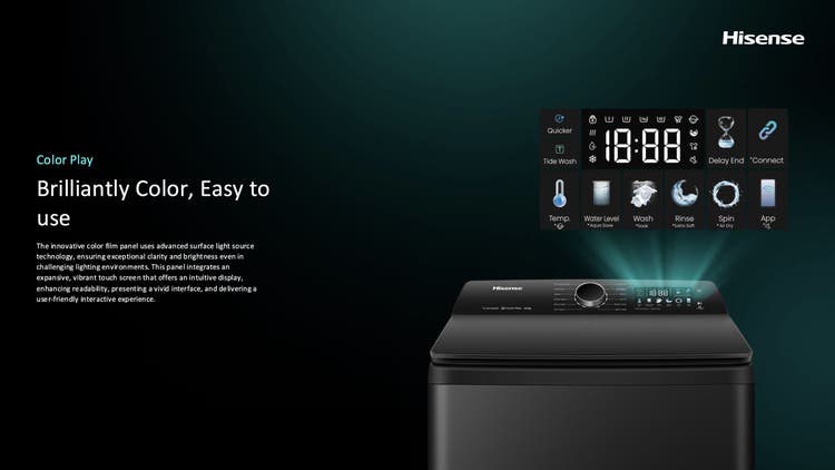Hisense WT7I2225DB 22kg Black Premium Colour Display Top Loader
